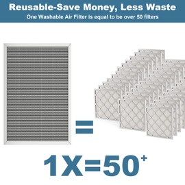 DENGESON 16x25x1 Reusable Air Filter - Washable Filter, MERV 8,Permanent, Electrostatic - Lasts a Lifetime HVAC AC Furnace Systems (Actual Size: 15.75x24.65x1 Inch)