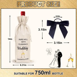 Engagement Gifts for Couples, Bridal Shower Gifts Bride To Be Bride Gift for Engaged Newlyweds - Pairs Well With Planning A Wedding - Reusable Champagne Wine Bag with Black Bow