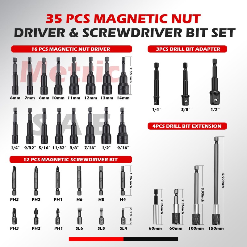 AKM TOOL 35Pcs Magnetic Nut Driver Set, Nut Driver Set