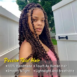 Passion Twist Hair - 24 Inch Passion Twist Crochet Hair For Women 8 Packs Crochet Pretwisted Curly Hair Passion Twists Synthetic Braiding Hair Extensions… (4, 24inch (pack of 8)