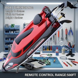 XDJXWJN 14 inch RC Boat High Speed Remote Control Boat for Kids and Adults, 2.4GHz Outdoor Water Toy 23 + MPH Race Boat for Pool Lake & Great River