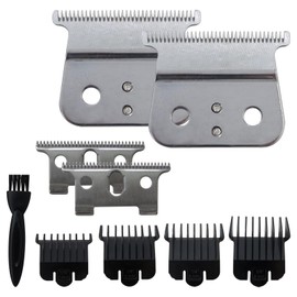 Zafina-UP 2 Pack T Blade for Andis T-Out-liner Trimmer, for Andis GTX Trimmer, Replacement Blade for Andis #04710 and Andis #04521 (Silver Steel T Blade + Sliver Steel Blade)