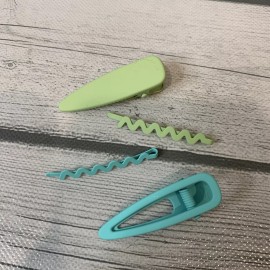 Unbranded 4 Piece Women Duckbill Clip Green/Teal Color Barrettes Frosted Hair Clip Hairpin