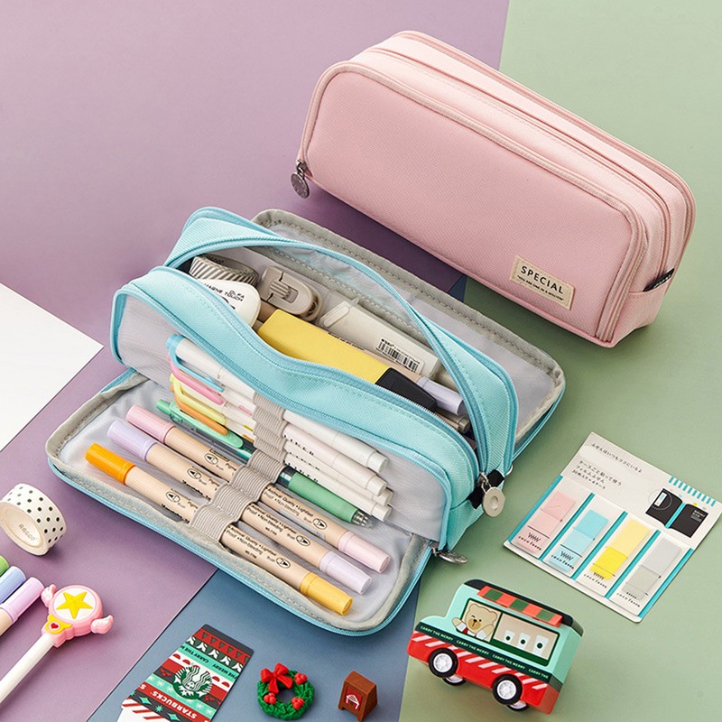 Canvas Pencil Case Large Capacity Pencil Cases Pencil Pouch with