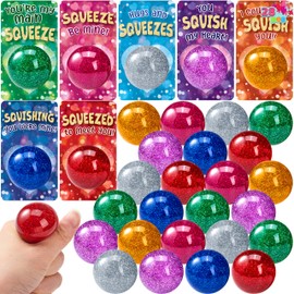 JOYIN 28 Packs Valentine's Day Stretchy Balls with Cards, Classroom Exchange Gift for Kids, Valentine's Party Favors, Classroom Holiday Reward Prizes, Stress Relief Stretch Balls