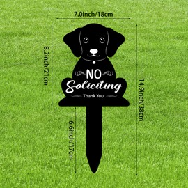 Adecortalk No Soliciting Sign for House, Funny Black Metal Dog No Soliciting Thank You Yard Sign with Stake Outdoor Yard Decorations for Front Door Lawns Gardens Home Decor 15 x 7Inches(White Letter)