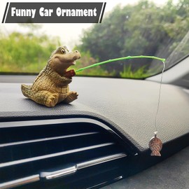 Starupway Funny Fishing Ornament Dashboard Decorations, Cute Car Accessories Interior Dashboard Decor, Swinging Fish Car Dash Decoration