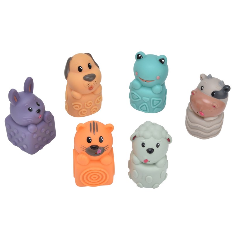6pcs Baby Soft Blocks Animal Stacking Building Blocks Squeezing Teething