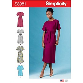 SIMPLICITY Sewing Pattern S8981 Misses' Front Tie Dresses, Paper, White, Various