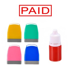 1 Pcs Paid Notice Stamp Self Inking, Paid Rubber Stamp, Refillable Red Ink Office Stamper, Pre-Inked Message Stamper for Office/Home/Daily Use (Random)