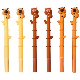 ERRKEWEND Capybara Pens Pal Huggers Pens - Pack of 6 - Fun Twig-Shaped Pens with Cute Animal Toppers