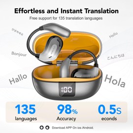 XT66PRO Translation Earbuds in Real Time AI Language Translator Earbuds Open ear earbuds Translation Headphones Support 135 Languages Translation Device fit iOS & Android for Travel Business Learning