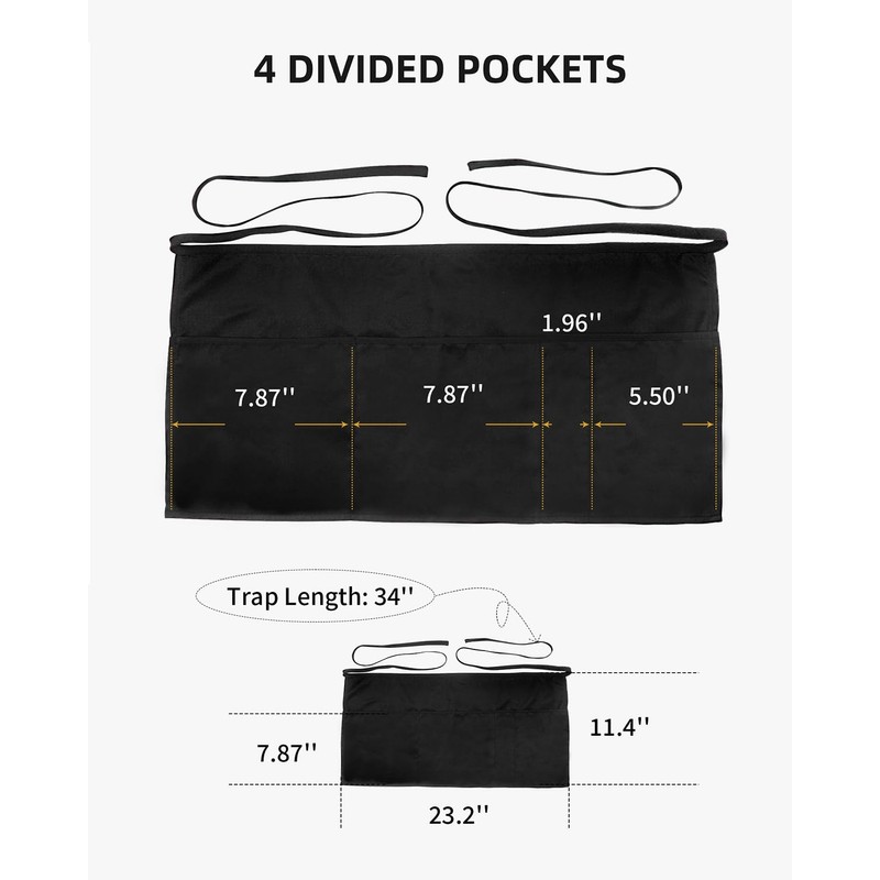 Xeoxarel 12 Pack Server Aprons with 4 Pockets, Unisex Waitress