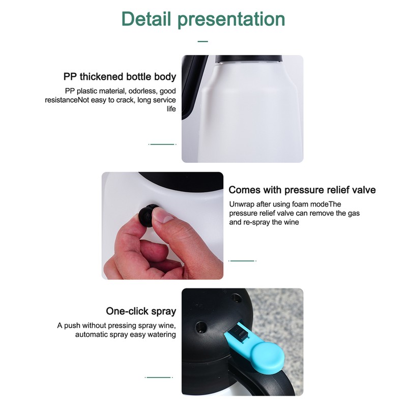 Handheld Pump Watering Sprayer 1.8L Electric Car Cleaning Bottle Practical