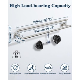 Alise Double Bath Towel Bars Towel Racks for Bathroom Lavatory,Wall Mount Towel Holder SUS304 Stainless Steel Towel Hanger Rail,GYT6902-LS Brushed Nickel,24-Inch