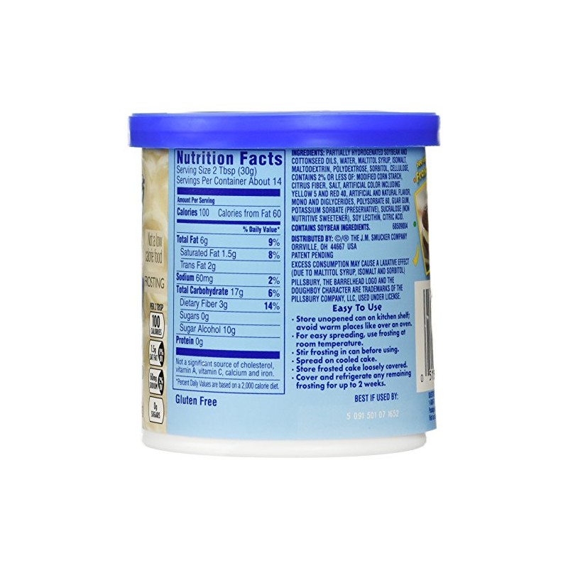 Pillsbury Creamy Supreme Sugar Free Vanilla Frosting (Pack of 2)