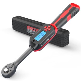 MOVECRAB 3/8" Digital Torque Wrench 3-60 N.m (2-44 Ft.lb) with LED Display and Four Units of Measure, ±2% Torque Accuracy, Precision Torque Wrench, USB Data Storage & Triple Reminder, Red