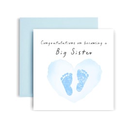 Huxters New Baby Boy Big Sister Card New Congratulations - Welcome to the World Little One - 14.8cm (Baby Boy Big Sister)