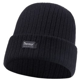 Gadgets Mafia Beanie for Men,Comfortable Breathable Stretchy Soft Cuffed Beanie Winter Hats for Mens (Black Thermal)