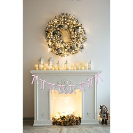 YKW 2 Pack Pink Bow Garland Banner (6.56ft Each) - Coquette Birthday Party Decorations, Bow Decor for Bridal Shower, Bachelorette, Baby Shower, Wedding Decorations (Pink, Fishtail Cut)