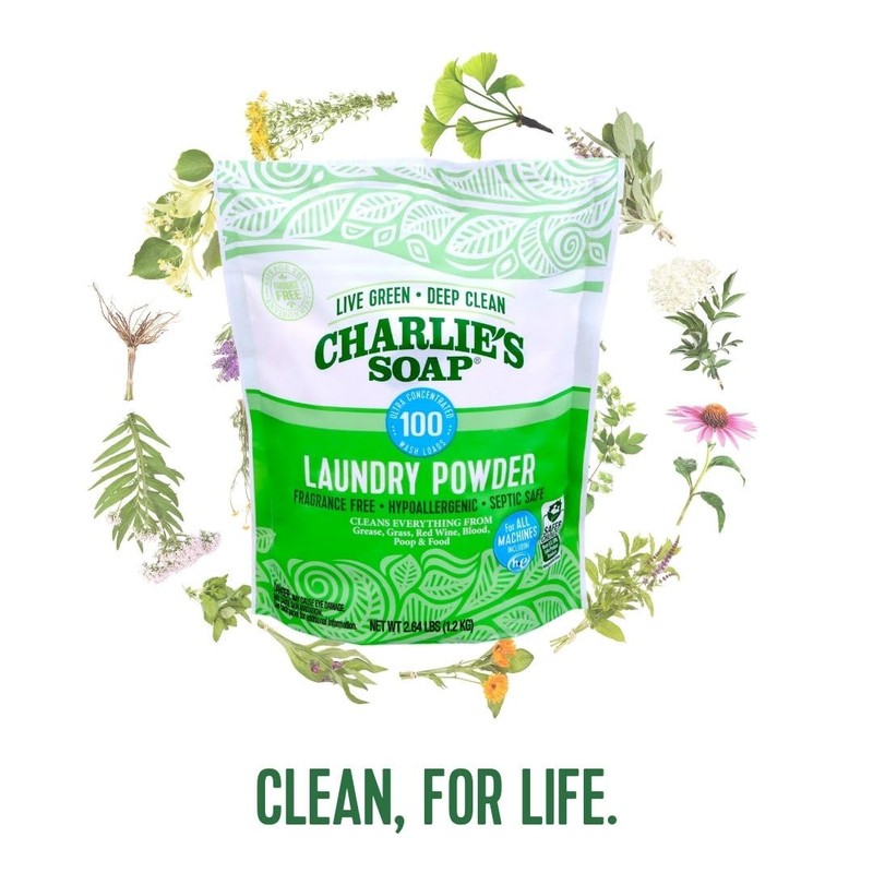 Charlie’s Soap Laundry Powder (100 Loads, 2 Pack) Hypoallergenic Deep