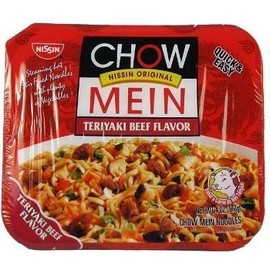 Nissin Original Chow Mein Teriyaki Beef Flavor Chow Mein Noodles, 4 oz Bowls (Pack of 24)
