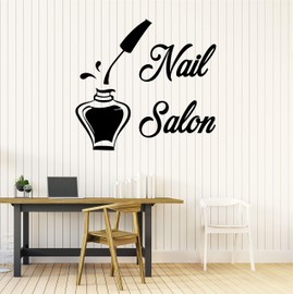 22 x 23 in Nail Salon Wall Decal Vinyl Sticker - Nail Polish Manicure Pedicure Shop Beauty Salon Interior Decor - Inspirational Nail Quote Logo for Wall Window Door - Room Decoration Art BSD2002