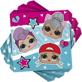 Multicolor LOL Surprise Beverage Napkins - 16 Count | Disposable Paper Napkins, Ideal for Kids & Themed Parties