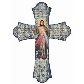 William J. Hirten Contemporary Wall Cross with Distressed Finish (Divine Mercy)