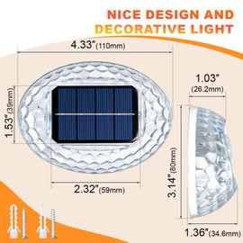 LUCISPIRA LED Stair Lights Solar Powered 12 Pack, IPX4 Waterproof Led Fence Lights for Outdoor Wall, Step, Yard, Patio, Pool, and Pathway, Shell-Shaped Decor Warm Light 2200K