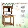 Costzon Mud Kitchen, Double-Sided Outdoor Play Kitchen & Barbecue Grill