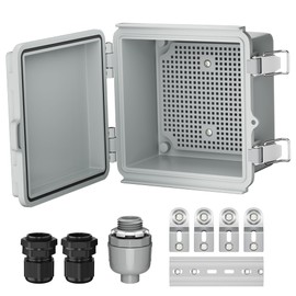 Joinfworld Outdoor Electrical Box Waterproof IP67 6X6 Plastic Project Box Enclosure Weatherproof for WiFi Electronics Solar Network Marine Outside with Stainless Steel Hinged
