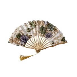 Dganli Women's Folding Fan, High Quality, Bamboo Ribs, Japanese Pattern, Lightweight, Japanese Style Sensual, Cloth Fan, Shell-Shaped Fan, Natural Dance, Sense of Dance, Yukata, Kimono, Stylish