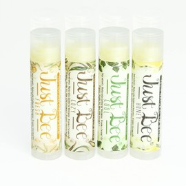 Just Bee Lip Balm (Peppermint, Honey, Citrus, Vanilla, 4 pack)