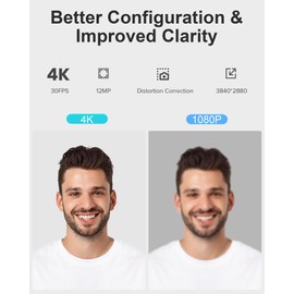 SIIIX USB Webcam, 4K Full HD Webcam for PC, Video Calling, Computer Camera with Clear Stereo Audio, Auto Light Correction, Plug&Play, Works with Skype, Zoom, FaceTime, Hangouts and more