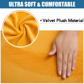 Smiry Velvet Seat Covers for Dining Room Chair Set of 2, Stretch Fit Removable Washable Chair Seat Cushion Protector Slipcovers with Ties, Mustard Yellow