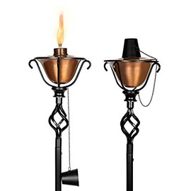 BIRDROCK HOME 2 Pack Outdoor Wide Conical Torches - 2-in-1 Yard or Tabletop Torch - Copper - Flame Light Torch - Backyard Garden Patio Lighting - Metal Lamp - Decorative Urban Lantern