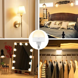 Rechargeable Light Bulbs with Remote, E12 Battery Operated Light Bulb with 15 Colors Selectable, Timer, Dimmer, Removeable Magnetic Base, Wireless Puck Light Bulb for Wall Sconce, Non-Hardwired, 2Pack