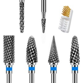 ANRUI Pack of 6 Nail Cutter Attachments, 2.35 mm Universal Shank Size Tungsten Carbide Bits for Nail Cutter, Cutter Attachments, Grinding Heads for Acrylic Nails, Gel Nails, Cuticle, Manicure Pedicure