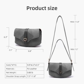 PRETTYZYS Crescent Shoulder Bag for Women, Vintage Retro Vegan Leather Clutch Tote Handbags with 2 Removable Straps and Zipper Closure Crossbody Bags Shoulder Purse Handbag for Women,Black Grey