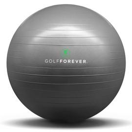 GolfForever Stability Ball Proven by Golfer Scottie Scheffler | Golf Training Exercise Ball | Premium Golf Training Workout Ball to Build Swing Speed, Improve Balance & Strengthen Core | 65cm | Grey