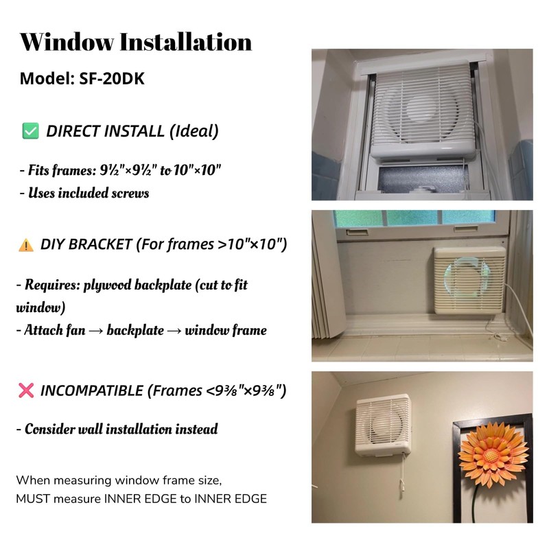 SAILFLO 8 Inch Window Shutter Exhaust Fan, 9.5 x 9.5