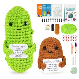 ilauke Crochet Kits for Beginners, Positive Gifts Beginners Crochet Kit for Adults Kids, Crochet Set with Step-by-Step Video Tutorials, Learn to Crochet, Positive Potato Pickle