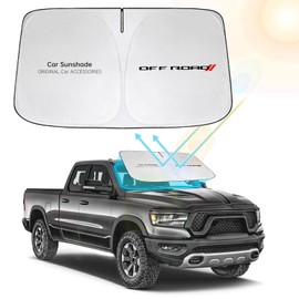 YIZHUOMY Front Windshield Sun Shade Compatible with Dodge RAM 1500 2010-2022 2023 2024 2025, Sun Visor Protector Blocks UV Rays Sunshade for RAM 2500 3500 Foldable Interior Accessories