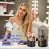 JIANGLAI Makeup Brush Holder with Lid, 360 Rotating Multifunction Clear