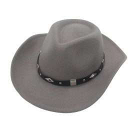 Syrios Gifts Gray Western Cowboy, Cowgirl Hat, Silver Diamond Band – Unisex Rodeo Hat
