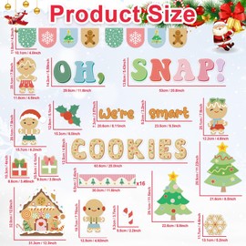 Christmas Gingerbread Bulletin Board Decoration Winter Bulletin Board Set Decor Christmas Tree Gingerbread House Man Cutouts for School Classroom Home Chalkboard Wall Xmas Holiday Party Supply