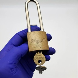 American Lock Padlock No 107 Solid Body 3" Shackle Brass Color USA Made NOS