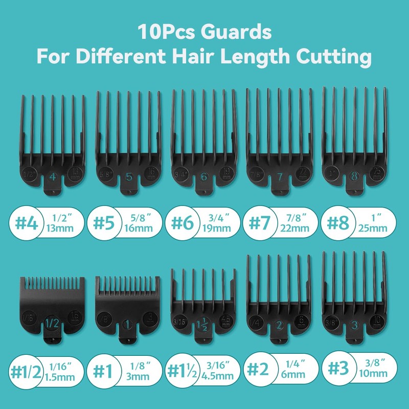 Clipper Guards Set Compatible with Most Wahl Clippers, Clipper Guides