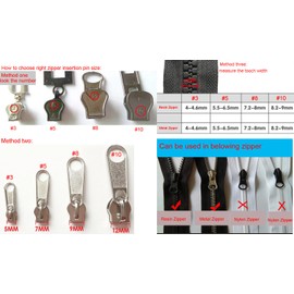 2 Sets Silver #5 Metal Zipper Head Box Zipper Sliders Retainer Insertion pin Easy for Zipper Repair,Zipper Repair Kit